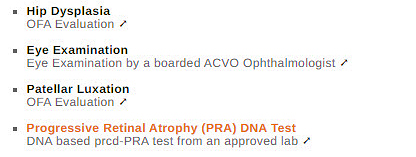 OFA CHIC Entle Health Test Requirements